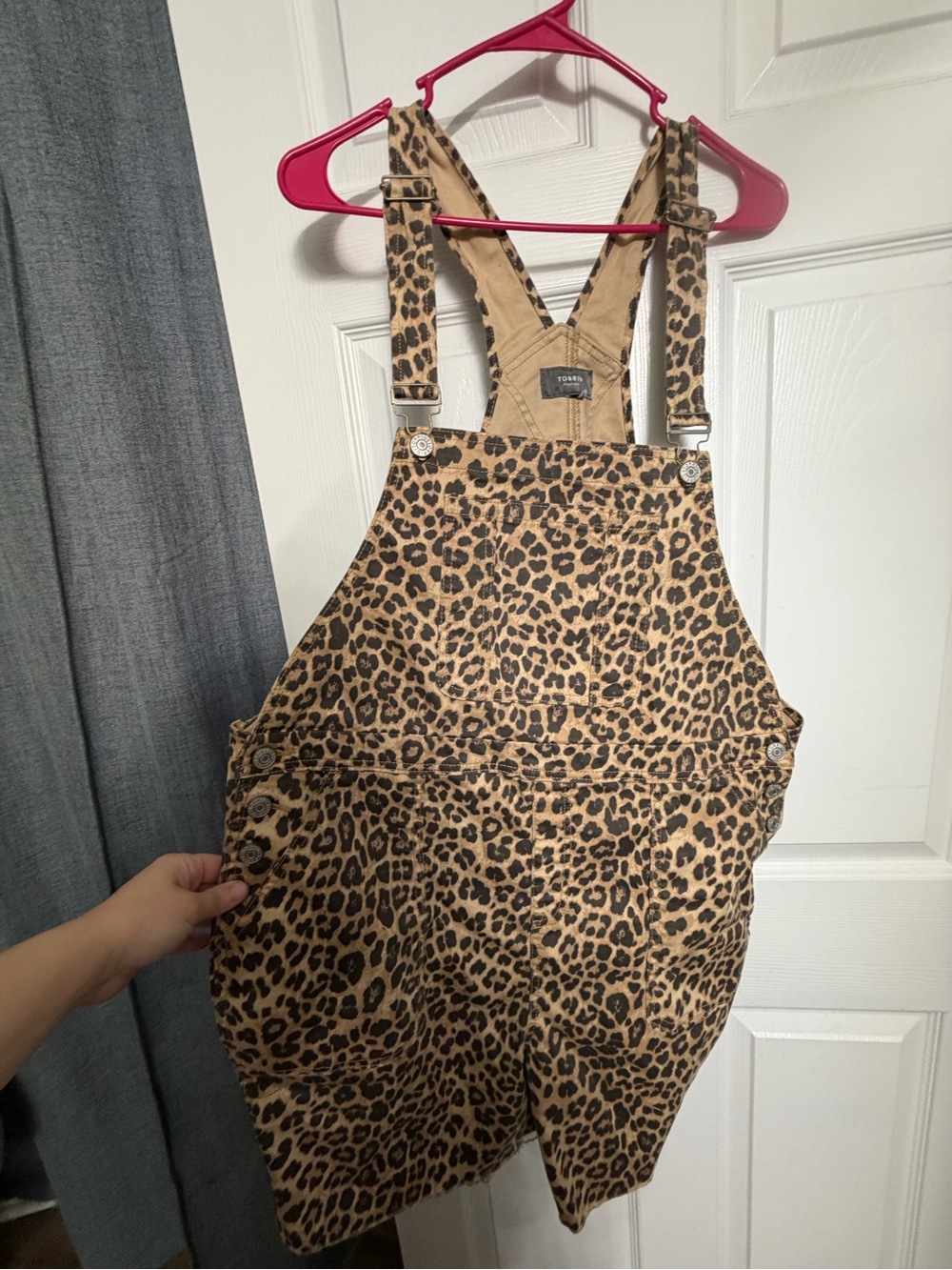 Leopard Print Overall Shorts - Brown